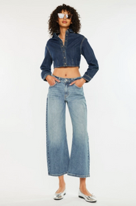 Mid Rise Loose Barrel Fit Jeans