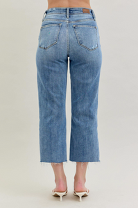 Judy Blue High Waist Wide Leg Jeans with Destroy Crop