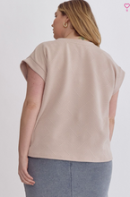 Load image into Gallery viewer, Textured Short Sleeve Top - Light Taupe - Regular &amp; Plus Size