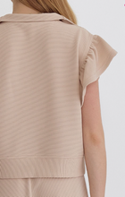 Load image into Gallery viewer, Light Taupe Textured Solid Ruffle Sleeve Top