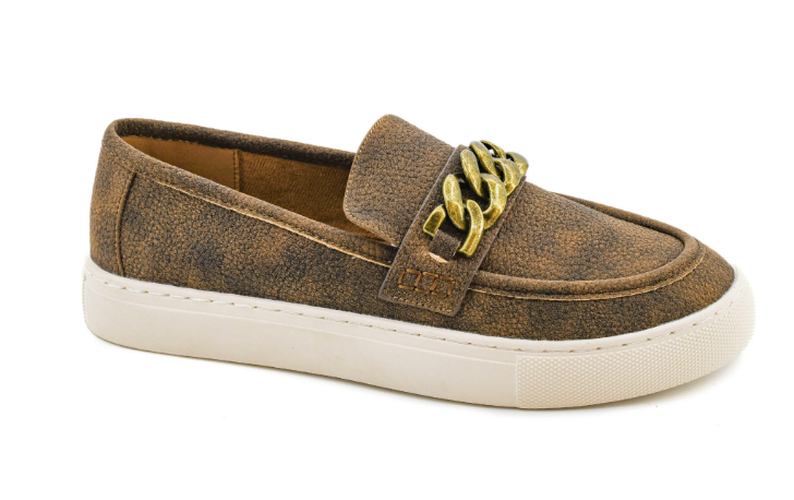 Chain Reaction - Pebbled Brown Shoes by Corky's