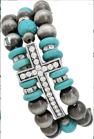 Western Cross Navajo Gemstone Rondelle Bracelet