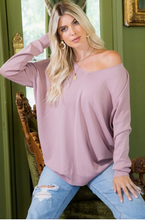 Load image into Gallery viewer, Dusty Mauve - V Neck Knit Top - Regular &amp; Plus Sizes