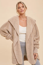 Load image into Gallery viewer, Plush Hooded Jacket with Pockets - Taupe