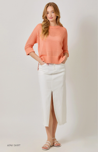 Coral - Open Stitch High Low Sweater