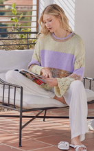 Load image into Gallery viewer, Colorblock Sweater with Crochet Detail