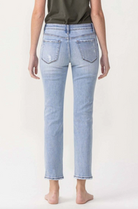 Mid Rise Slim Straight Cropped Jeans