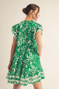 Green - Print Baby Doll Dress
