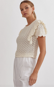 Knit Round Neck Sweater - Off White