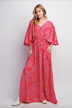 Load image into Gallery viewer, Pink Drink - Leaf Printed Laura Linen Maxi Dress