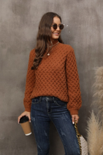 Load image into Gallery viewer, Honeycomb Mock Neck Knit Sweater