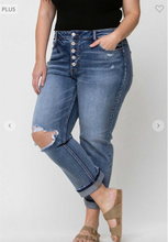 Load image into Gallery viewer, High Rise Cuffed Boyfriend Jeans - Plus Size