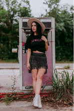 Load image into Gallery viewer, Black - 3D &quot;Cowgirl&quot; Sequin Embroidered Tee