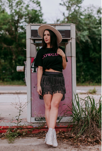 Black - 3D "Cowgirl" Sequin Embroidered Tee