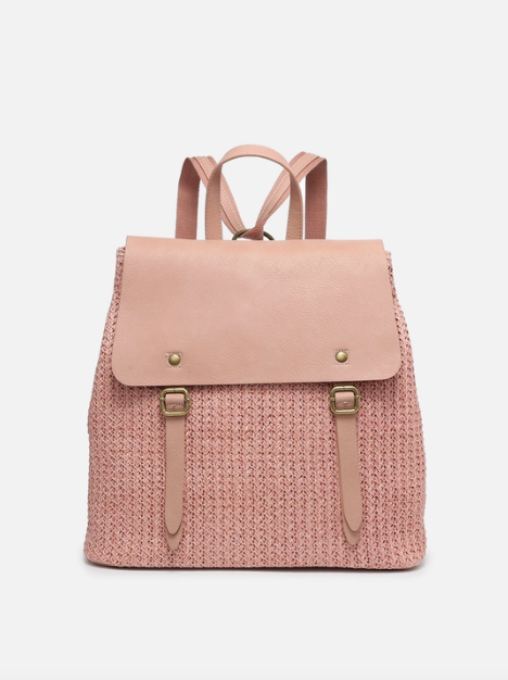 Faye Woven Backpack with Flapover Closure - Available in 2 Colors