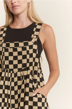 Load image into Gallery viewer, Checkered WIde Leg Overalls - Black/Mocha - Regular &amp; Plus Sizes