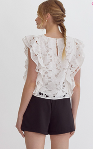 Lace Floral Square Neck Sleeveless Top