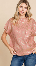 Load image into Gallery viewer, Metallic Leopard Print Top with Pocket