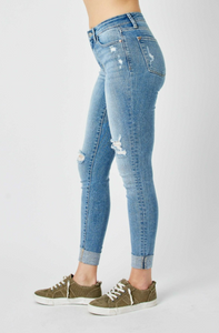 Judy Blue Mid Rise Destroyed Skinny Fit Jeans