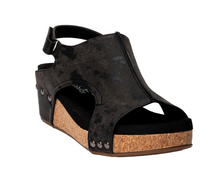Load image into Gallery viewer, Black Metallic Volta II Wedge Sandals by Corkys