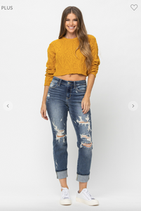 Mid Rise Boyfriend Jeans - Plus Size