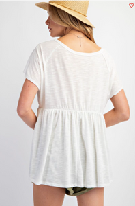 Off White - Cotton Slub Tunic Top