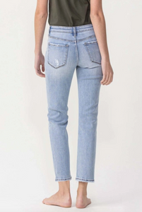 Mid Rise Slim Straight Cropped Jeans