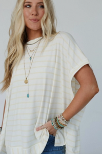 Sorbetto Striped Top - Off White Yellow