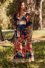 Load image into Gallery viewer, Floral Border Printed Maxi Dress - Navy Multi - Plus Size