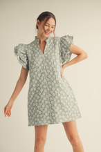 Load image into Gallery viewer, Floral Embroidered Dress - Sage