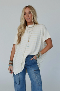 Sorbetto Striped Top - Off White Yellow