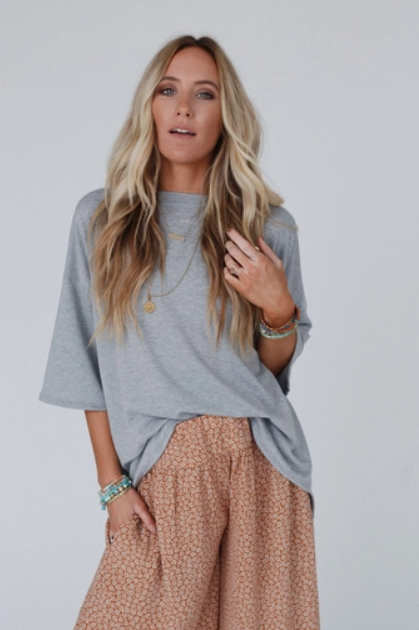 Must Have High Low Tee - Heather Gray