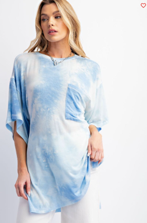 Blue Oversized Tie Dye Boxy Tee