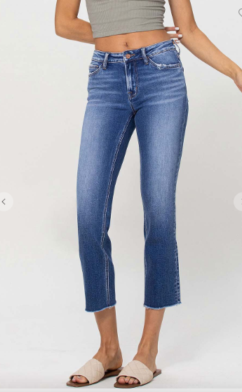 Mid Rise Crop Straight Jean