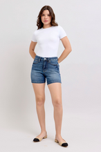 Load image into Gallery viewer, Judy Blue Mid Rise Tummy Control Mid Length Shorts