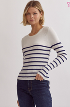 Load image into Gallery viewer, Ribbed Long Sleeve Top - White