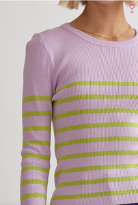 Ribbed Long Sleeve Top - Lilac