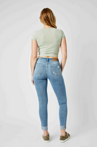 Judy Blue Mid Rise Destroyed Skinny Fit Jeans