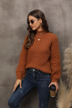 Load image into Gallery viewer, Honeycomb Mock Neck Knit Sweater