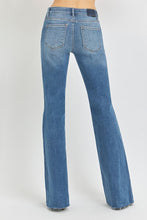 Load image into Gallery viewer, Mid Rise Flare Raw Cut Hem Jeans