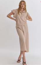 Load image into Gallery viewer, Light Taupe Textured Solid High Waisted Wide Leg Pants