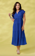 Load image into Gallery viewer, Kendall Flutter Sleeve V Neck Tiered Dress - Cobalt
