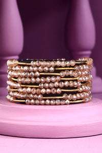 8 Layer Stackable Glass Bead and Metal Bracelet - Available in 7 Colors