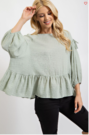 Sage Ruffle Bottom Top