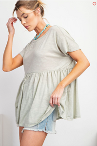 Dusty Sage - Cotton Slub Tunic Top