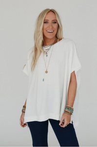 Moon Glow Texture Knit Top - Off White