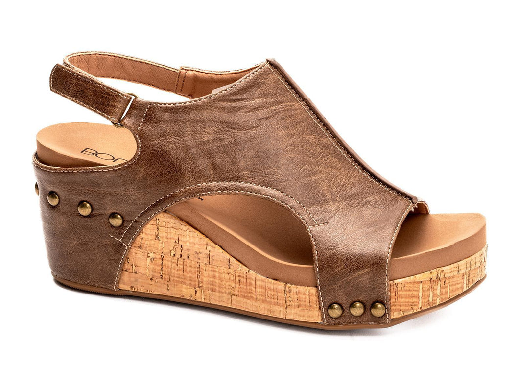 Tobacco Carley Wedge Sandals by Corkys