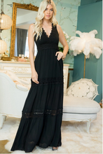 Load image into Gallery viewer, Black - Surplus Crochet Lace Woven Maxi Dress
