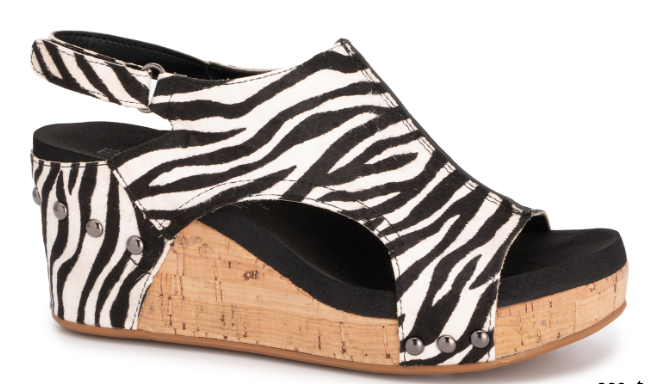 Zebra Pasture Wedge Sandals by Corkys