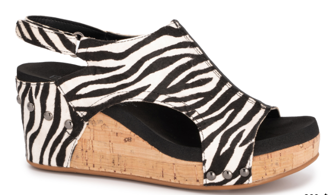 Zebra Pasture Wedge Sandals by Corkys - ONLY 1 Left!  Size 10